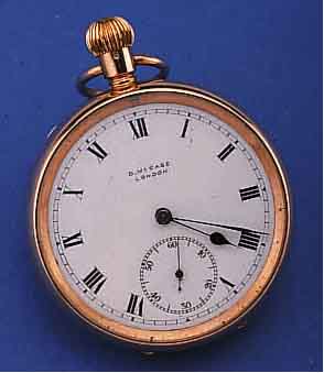 MC CABE HERRENTASCHENUHR, SCHWEIZ/ENGLAND UM 1910, RG 375/000-GEH., BER., ORIG.-EMAILBL.SIGN., GEBL. STAHLZEIGER, GEH. 2-TEIL., VERG. SCHWEIZER ...