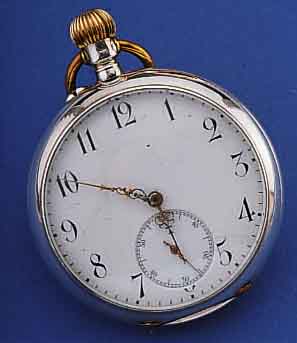 UNION/DÜRSTEIN HERRENTASCHENUHR OFFEN, DEUTSCHLAND UM 1900, 800ER SILBER, EMAILBL. FEIN HAARR., CUV. M. VERKäUFERSIGN., 3/4- ...