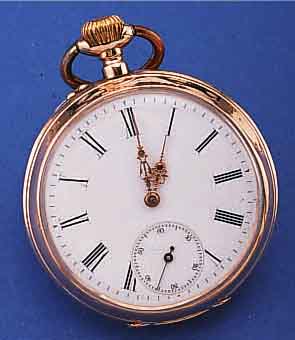 TEUTONIA HERRENTASCHENUHR OFFEN, DEUTSCHLAND/SCHWEIZ UM 1910, RG 585/000, AUßEN GLATT, NUTZSP. WURDEN üBERARB., EMAILBL., METALLCUV.,HAUSMARKE ...