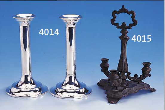 KERZENLEUCHTERPAAR, ENGLAND, 925ER SILBER, GEFüLLT, RöHRENFORM, H CA. 18 CM