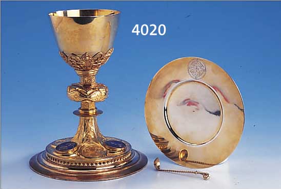 MEßKELCH MIT PATENE, DEUTSCH UM 1830/40, KUPPA SILBER GEPR., PATENE 800ER SILBER UM 1890, FUß UM 1770/80, METALL VERGOLDET, ...