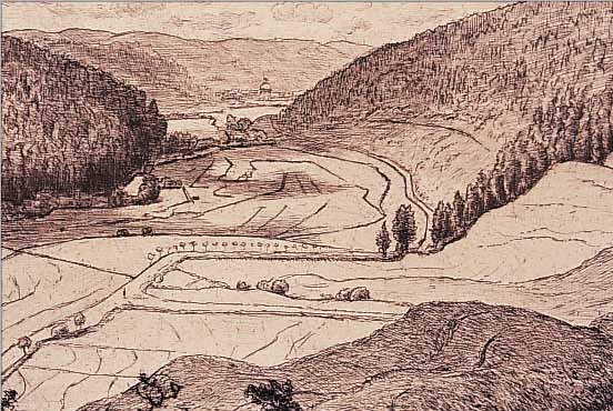 THOMA, HANS,  SCHWARZWALDPARTIE BEI ST. BLASIEN, RADIERUNG, BEZ.: ERSTER RADIERVERSUCH 1897, CA. 16 X 24 CM, PP