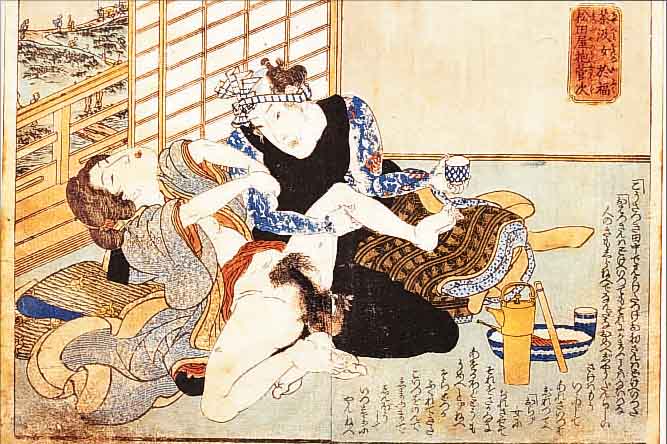 UNBEKANNTER JAPANISCHER KüNSTLER, UM 1900, FARBHOLZSCHNITT AUS EINEM SHUNGA-BUCH, LEICHT BESCH., CA. 19 X 26 CM, PP