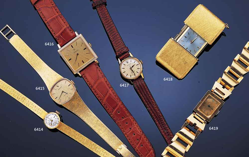 ROLEX DAMENARMBANDUHR, REF.-NR. J9169, SCHWEIZ UM 1956, GG 750/000, AUßER LEDERB. ORIG.-ZUSTAND, BODEN GEDR., BLATT VERS., ALTERSBED. ...