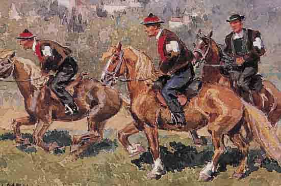 VON MEISSL, AUGUST, * 1867, PFERDEAUSRITT INUNGARN, AQUARELL, GERAHMT UND VERGLAST, SIGN.,MAßE OHNE RAHMEN CA. 16 X 11.5 CM