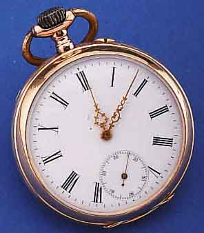 IWC HERRENTASCHENUHR LEPINE, SCHWEIZ UM 1891, ROSE-G. 585/000, ALTERSBED. BER./DELLIG,EMAILBL., METALLCUV., 2/3-PLATINENWERK M. 3 VERSCHR. ...