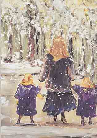 BELLARTZ, ELISABETH, ZEITGEN. KüNSTLERIN AUS BIELEFELD, HIER: DER WINTERSPAZIERGANG, FARB- OFFSET, HANDSIGN. UND DAT.1992, NUM. 67/200, CA. 48 X ...