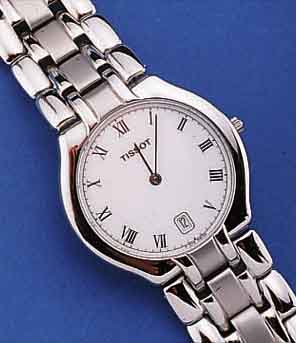 ARMBANDUHRSET TISSOT, SCHWEIZ UM 1996, HERREN- U. DAMENARMBANDUHR, GLEICHES DESIGN, EDELST., TEILW. POL., TEILW. SAT., SAPHIR- FLACHGL., ...