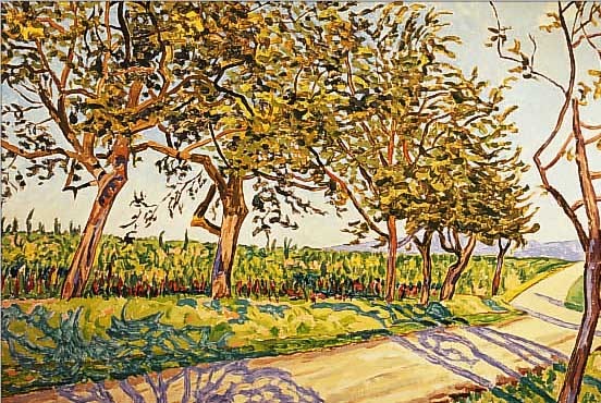 SCHULTZ, JOSEF, , DATIERT DüSSELDORF 1934, BäUME AM WEGRAND, ÖL/LWD, RE. U. SIGN., CA. 68 X 78 CM, R.