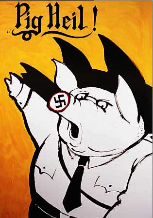 UNGERER, TOMI, PIG HEIL, FARBOFFSET, HANDSIGNIERT, CA. 75 X 55 CM