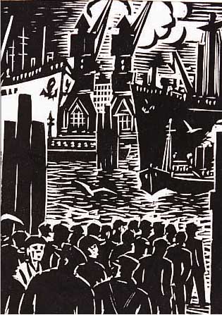 MASEREEL, FRANS, 1889-1972, ZWEI HOLZ- SCHNITTE AUS: DAS GESICHT HAMBURGS, BEIDE HANDSIGN., JE C.A 13 X 10,5 CM, PP