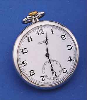 LONGINES HERRENTASCHENUHR LEPINE, SCHWEIZ UM1937, EDELST., EMAILBL. ORIG., FEIN HAARR., AUFWEND. GEBL. STIL-FORM-ZEIGER, 15 ST., ANKERW. M. ...