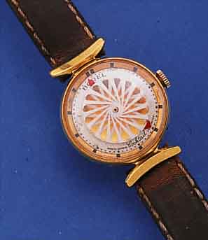 BOREL DAMENARMBANDUHR, SOGEN. COCKTAIL'S WATCH/MYSTERIEUSE, SCHWEIZ UM 1958, METALL HARTVERG., BEIDS. VERGL., LEDERB., ZEITANZ. DURCH ...