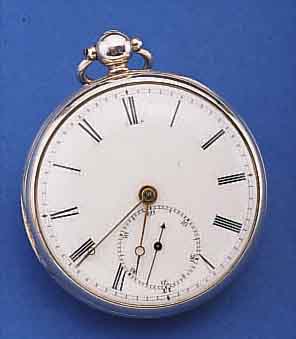 JAMES MC GREGOR HERRENTASCHENUHR OFFEN, NR. 930, HALLMARK LONDON 1835, EMAILBL., STAUB- SCHUTZ, VERG. PLATINENW., ENGL. LEVER, ANTRIEBüBER KETTE ...
