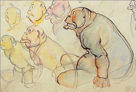 STEIGERWALD, ERNST, ENTWURF ZU EINER ILLUSTRATION, AQUARELLIERTE BLEISTIFTZEICHNUNG, RE. U. MONOGR., 21,5 X 41,5 CM, PP, ...
