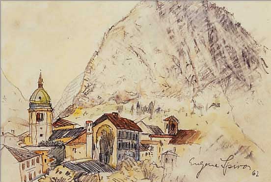 SPIRO, EUGEN, 1874-1972, WVZ ANSICHT VON LUGANO, AQUARELLIERTE ZEICHNUNG, RE. U. SIGN. UND DAT. 62, CA. 20 X 28,5 CM, U.GL., R.