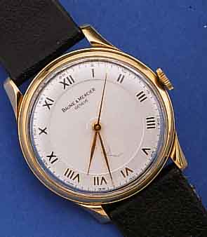 BAUME & MERCIER HERRENARMBANDUHR, REF.-NR. 3503/69460, SCHWEIZ UM 1948, GG 750/000, BODEN U. GLASR. GEDR., BLATT REST., WERK VERG., 17 ...