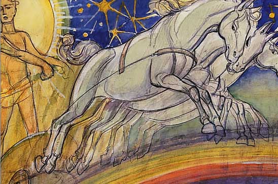 STEIGERWALDT, ERNST, QUADRIGA AUF REGENBOGEN, GOUACHE AUF PAPIER, LI. U. SIGN., CA. 27 X 40 CM, U.GL., R.
