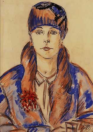 WIMMER, FRITZ, 1879-1960, BILDNIS DER INGEBORG KLEIBER (EHEFRAU DES BERüHMTEN MUSIKERS), AQUARELL üBER TUSCHE, AUF ...