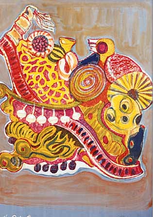 KRINNER, MICHAELA, GEB. 1915 WALDMüNCHEN, MEISTERSCHüLERIN OSKAR KOKOSCHKAS, ORIENT, GOUACHE üBER RADIERUNG, RE. U. SIGN. UND DAT. 1986, ...