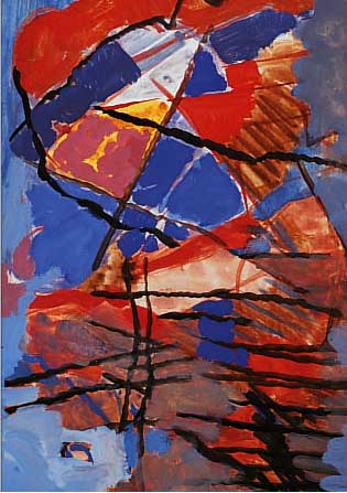 REBMANN, OTTO, KOMPOSITION II, GOUACHE AUF PAPIER, RE. U. SIGN., CA. 34,5 X 48 CM, PP, U.GL., R., VERSO ALTER ...