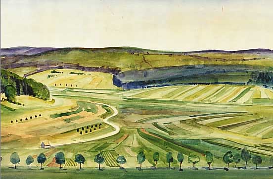 BOSCH, FLORIAN, 1900 SAUERLACH-1972 MüNCHEN, WEITE LANDSCHAFT, GOUACHE AUF PAPIER, ...