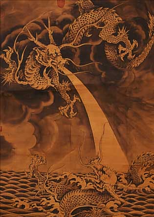 GOUACHEMALEREI, CHINA, 20. JH. NACH DEM VORBILD DER MING-ZEIT, DRACHEN ALS GLüCKSSYMBOLE, MEHRFACH GE- STEMPELT, ...