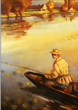 VERHAS, UM 1900, ANGLER AUF DEM SEE, ÖL/MALKARTON, LI. U. SIGN., CA. 64 X 42 CM, R., DIESER BESCH.
