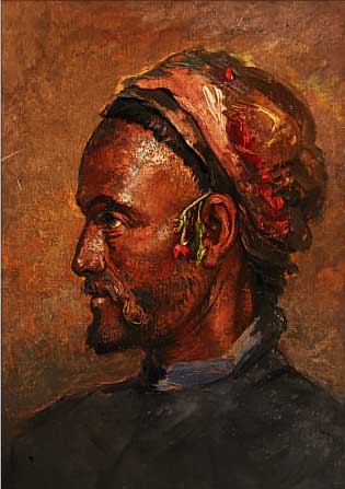 VAN DER BROECK, CLEMENS, PORTäT EINES ORIENTALEN, ÖL/MALKARTON, LI. U. SIGN., CA. 36 X 28 CM, R.
