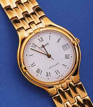 TISSOT ARMBANDUHRSET, FüR DAMEN UND HERREN, STYLIST, SCHWEIZ UM 1996, METALL HARTVERG., BEIDE SAPHIRGL., EMAILFARB. ...