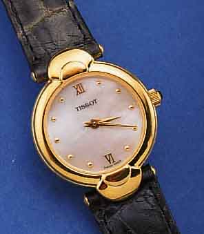 TISSOT DAMENARMBANDUHR, REF.-NR. G224K, SCHWEIZ UM 1997, METALL HARTVERG., EDELST.- BODEN GEDR., SAPHIRFLACHGL., SCHMUCKKRONE, ...