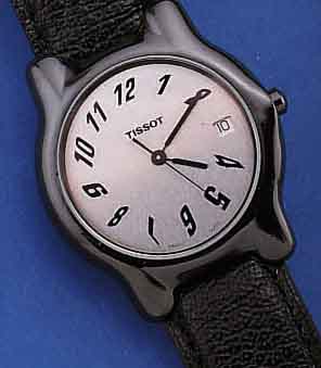 TISSOT HERRENARMBANDUHR, SCHWEIZ UM 1997, KERAMIKGEH., HIGH-TECH-QUARTZW. M. SEK.-TAKT U. DATUM, 10 JAHRE-BATTERIE (LITIUM), UNGETR. LAGERW., ...