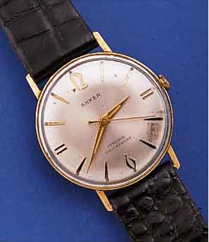 KONVOLUT: 2 GOLDHERRENARMBANDUHREN, FüR DEN DTSCH. MARKT UM 1964, 1X GG 585/000, EINSCHA- LENAUSF., BEZ. ANKER, VERS. BLATT FL., 17 ST.,STOßGES., ...