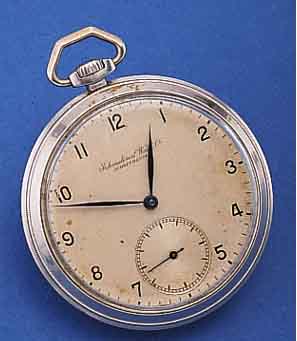 IWC HERRENTASCHENUHR LEPINE, SCHWEIZ UM 1939EDELST., BODEN U. GLASR. GEDR., VERS. ORIG.- BLATT ALTERSBED. FL., GEBL. STAHLZEIGER, ...
