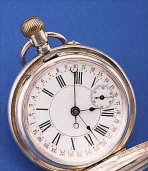 HERRENTASCHENUHR SAVONETTE DATUM, SCHWEIZ UM1875, SILBER, PERF. EMAILBL., DATUMSTELLRIEGELAUßEN 2, GEBL. STAHLZEIGER, DATUMANZ. AUF ...
