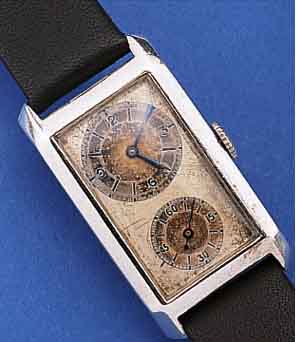 DOCTOR'S WATCH, SCHWEIZ UM 1935, NICKEL- CHROM, RECT.-FORM, SCHARNIERBODEN IN SICH L. GEW., VERS. ORIG.-BLATT FL., TYP. AUS DER MITTE ...