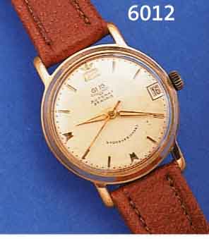 GUB HERRENARMBANDUHR AUTOMATIK, REF.-NR. 24065, DEUTSCHLAND UM 1965, METALL ROTVERG., BER., EDELST.-BODEN GEDR., DATUM, 23 ST., ...