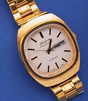 GLASHÜTTE HERRENARMBANDUHR SPEZICHRON, REF.-NR. 079157, DEUTSCHLAND UM 1980, METALL HARTVERG. INCL. METALLBAND, EDELST.-BODEN GE- DR., ZENTRALSEK., ...