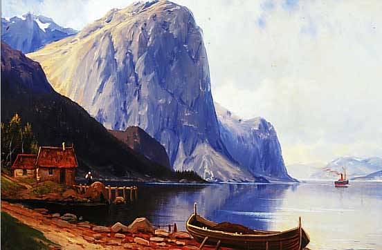 BERTOLD, C., DüSSELDORFER SCHULE, UM 1910, PENDANTS: ZWEI FJORDLANDSCHAFTEN, ÖL/LWD, BEIDE SIGN., JE CA. 47 X 68 CM, R.