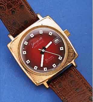 GLASHÜTTE HERRENARMBANDUHR SPEZIMATIC/BISON, REF.-NR. 340439, DEUTSCHLAND UM 1972, METALL-CARREE-CAMBRE-GEH. ROTVERG., BER., EDELST.- BODEN ...