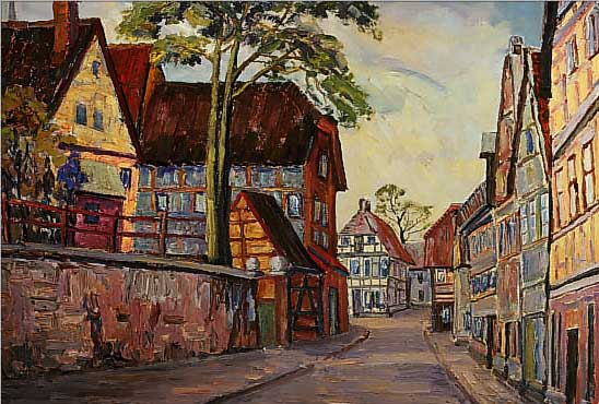 PECK, W., 1. HäLFTE 20. JH., ANSICHT VON PADERBORN, ÖL/LWD., SIGN., RüCKS. BEZ., 60 X 80 CM, R.