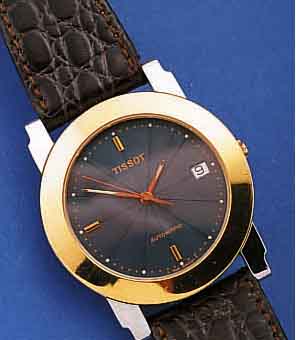 TISSOT HERRENARMBANDUHR AUTOMATIK, REF.-NR. 386/485/G, SCHWEIZ UM 1994, EDELST. POL., BODEN GEDR., GG-LüNETTE, SAPHIRFLACHGL., 21 ST., ...