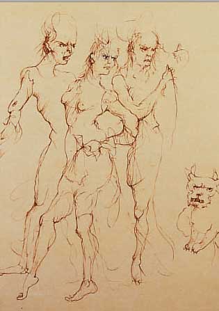 FINFINI, LEONOR, 1908-1996, ORPHEUS UND EURI- DIKE, FARBRADIERUNG, HANDSIGNIERT UND NUM. 143/250, CA. 34 X 26 CM