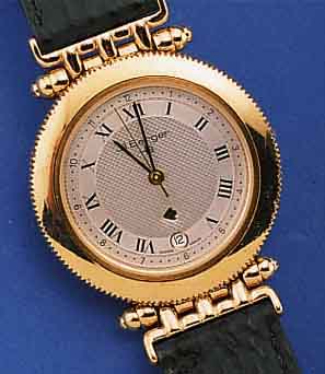 JIL BERGER HERRENARMBANDUHR, REF.-NR. 51- 6248, SCHWEIZ UM 1992, METALL HARTVERG., EDELST.-BODEN GEDR., MINERALFLACHGL., 2-FARB. VERS. BLATT, ...