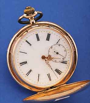 SAVONETTEHERRENTASCHENUHR, SCHWEIZ/DEUTSCH- LAND UM 1908, ROSE-G. 585/000, EMAILBL., GOLDCUV. M. QUALIFIKATIONSGRAV., VERG. ...