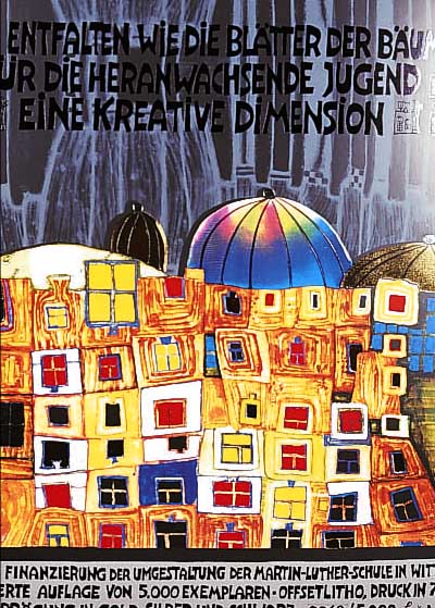 HUNDERTWASSER, FRIEDENSREICH, 1928 - 2000, FARBOFFSET ZUR FINANZIERUNG MARTIN-LUTHER- SCHULE WITTENBERG, GRUNER UND JAHR 1996, ...