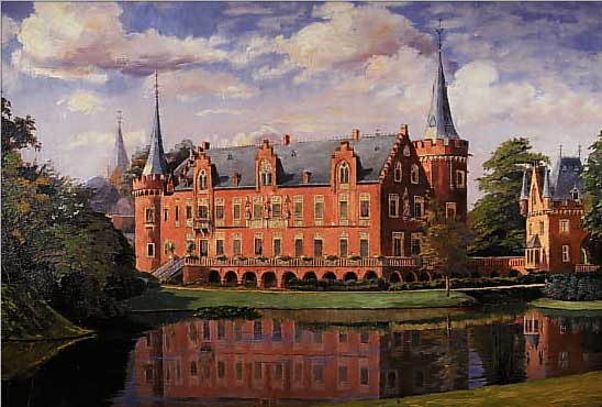 TILLMANS, HERMANN, *1860 REMSCHEID-LüTRINGHAUSEN, WIRKTE IN WEIMAR, ANSICHT EINES SCHLOSSES IN WEIT- LäUFIGEM ...
