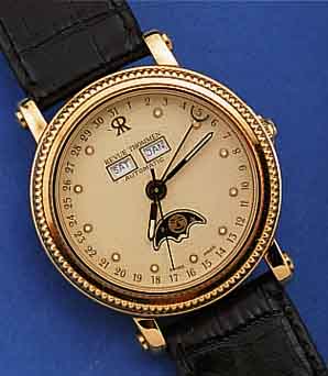 REVUE THOMMEN HERRENARMBANDUHR AUTOMATIK VOLL-KALENDER, REF.-NR. 7722002, SCHWEIZ UM 1992, METALL HARTVERG., BEIDS. MINERALVERGL., VOLLKALENDER ...