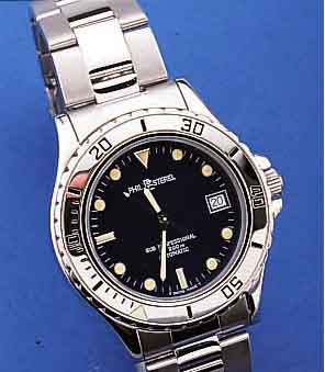 PHILIPPE ESTEREL HERRENTAUCHERUHR MALIBU, REF.-NR. 821501/359, SCHWEIZ UM 1998, EDELST. INCL. EDELST.-BAND, TEILW. POL., TEILW. SAT., ...