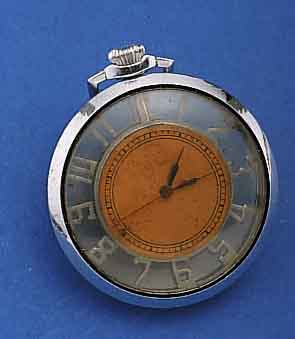 TASCHENUHR ART DECO, SCHWEIZ UM 1940, BEIDS.VERGL., IM STD.-BER. SKELETT., KUPFERFARB. INNENZIFFERBL., 16 ST. BRüCKENANKERW. M. IN- DIR. ...